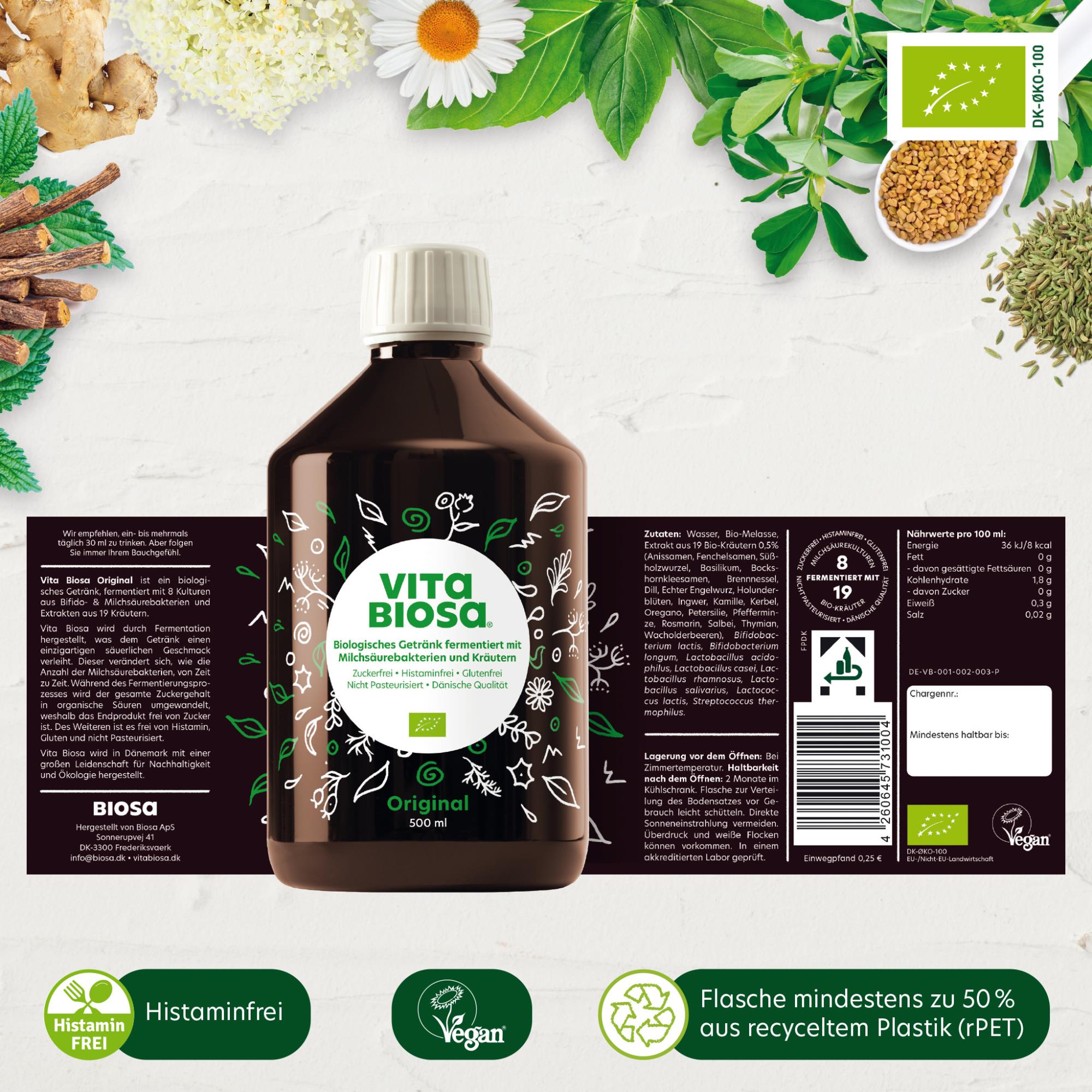 Vita Biosa Original Kräuter Zuckerfrei GLutenfrei Laktosefrei Vegan Histaminfrei Alkoholfrei